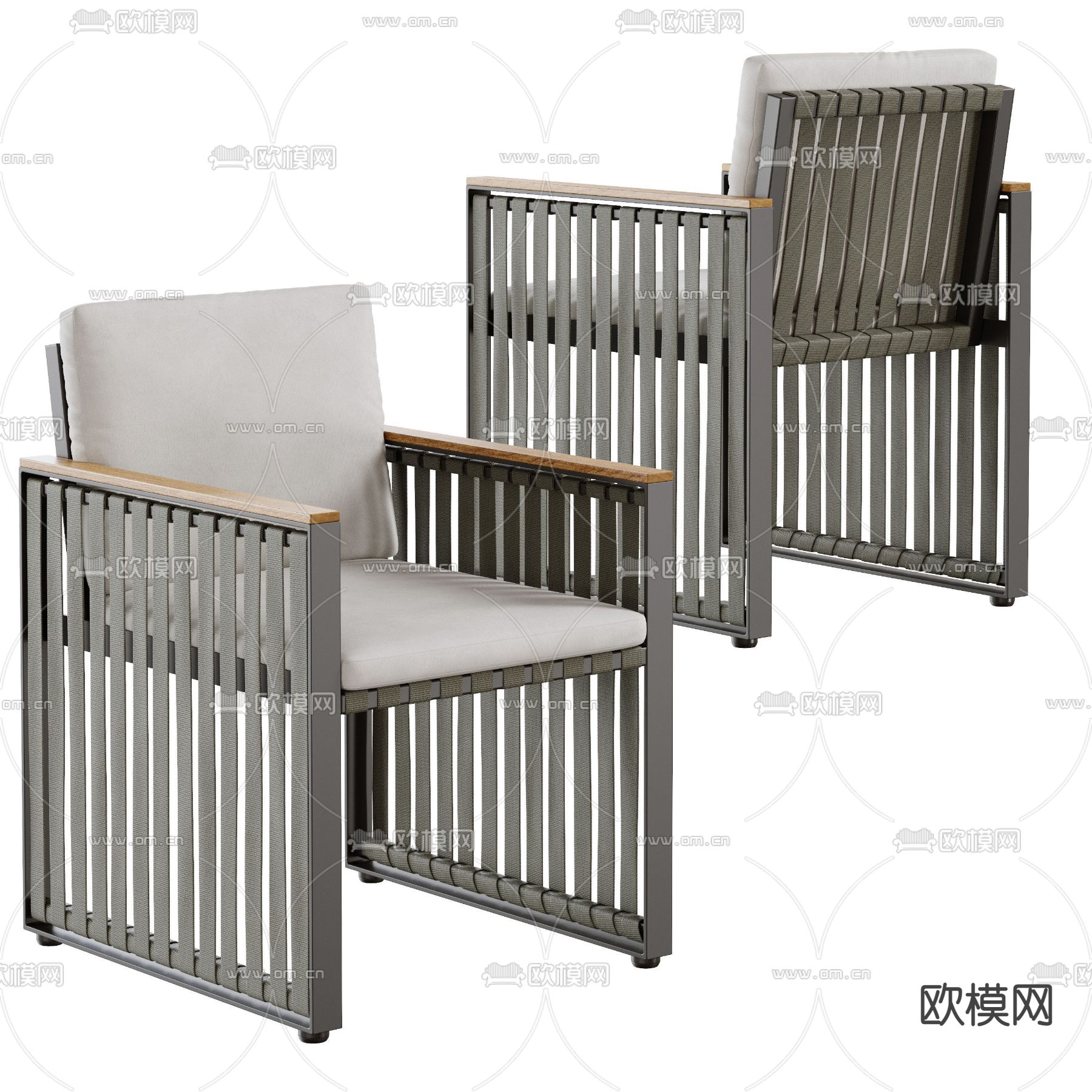 现代户外藤编桌椅3d模型