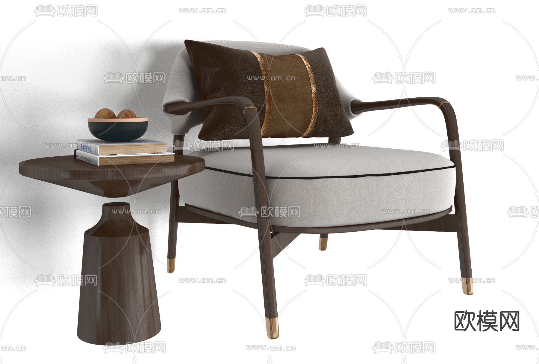 新中式实木休闲椅免费3d模型下载