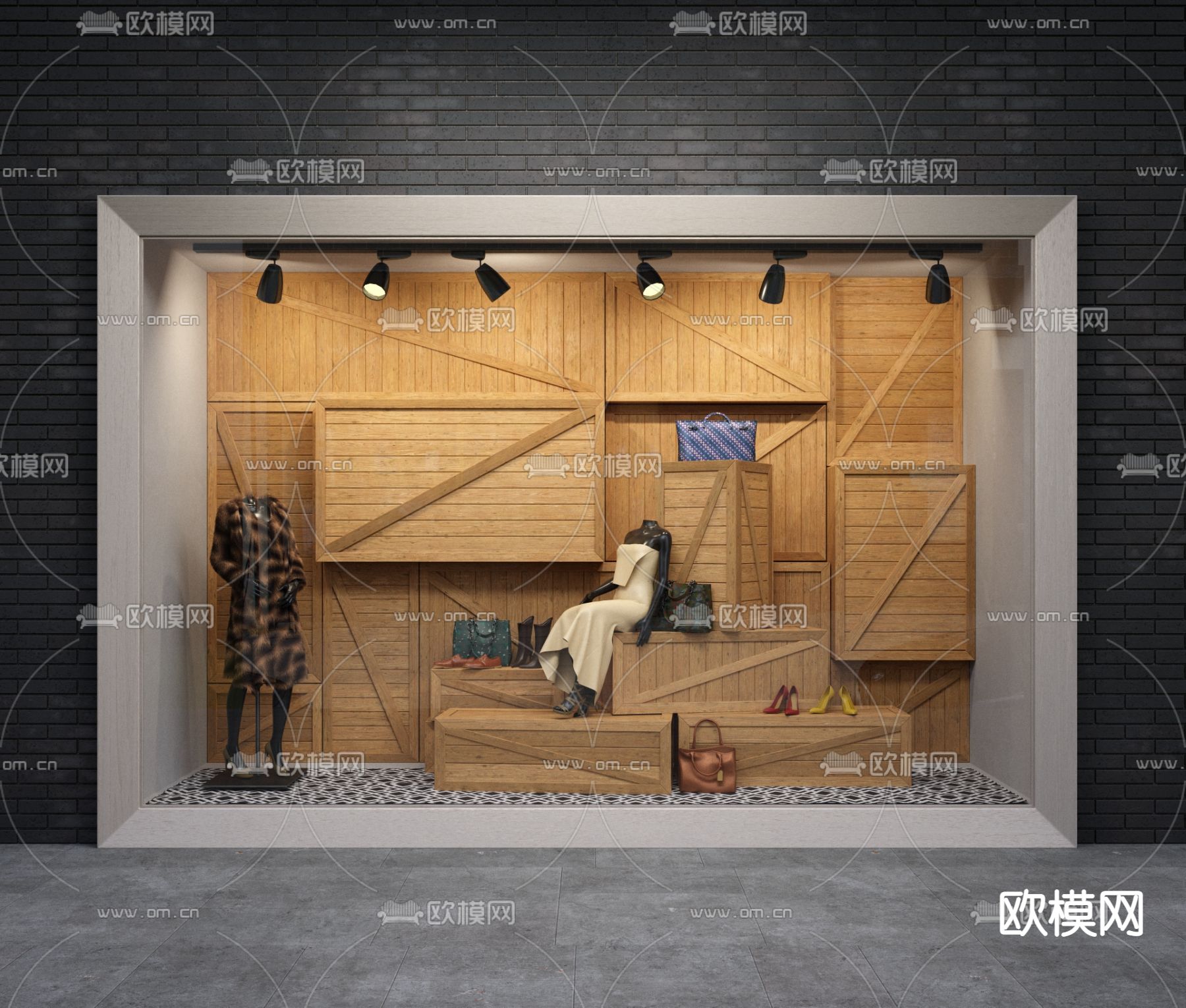 现代商店橱窗su模型下载