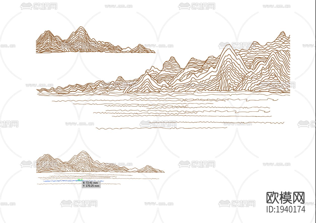 新中式山水线条壁纸下载（渲染图2）