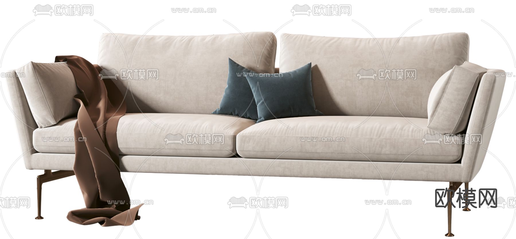 现代布艺双人沙发3d模型下载（渲染图2）