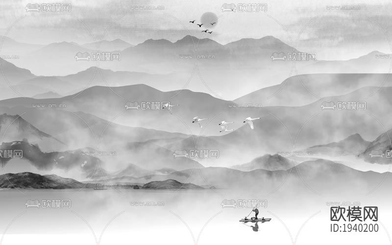 新中式梅花壁纸下载（渲染图3）