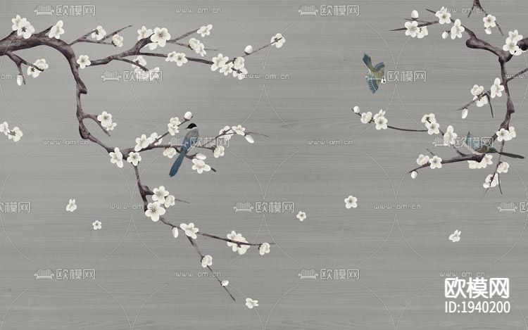 新中式梅花壁纸下载（渲染图6）