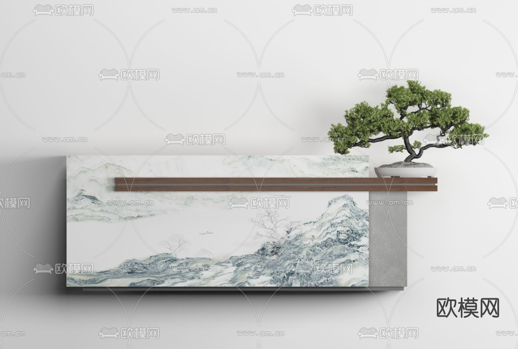 新中式前台接待台免费3d模型下载