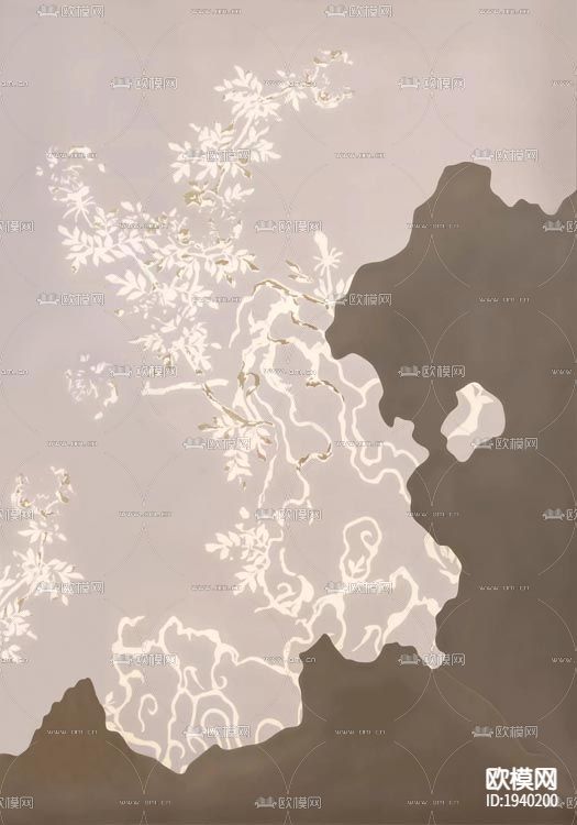 新中式梅花壁纸下载（渲染图10）