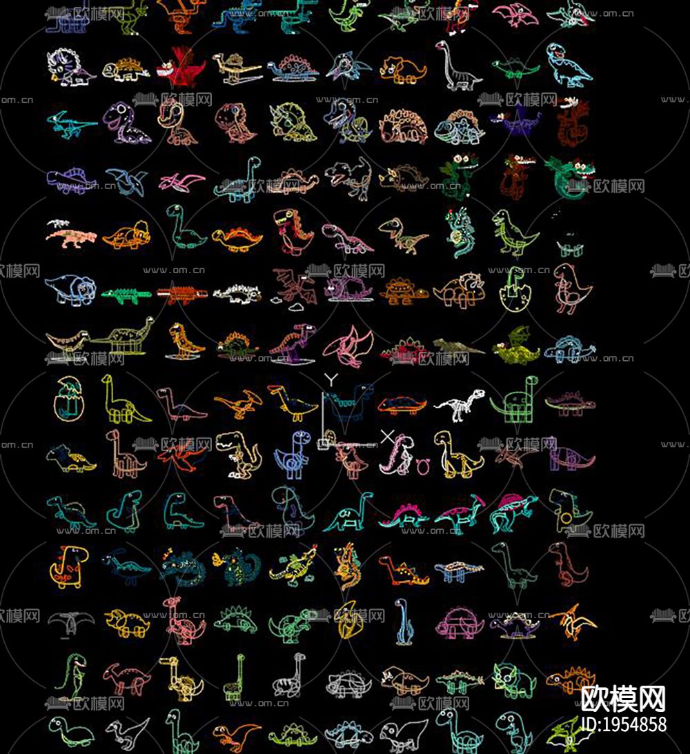 小恐龙cad图块下载（渲染图2）