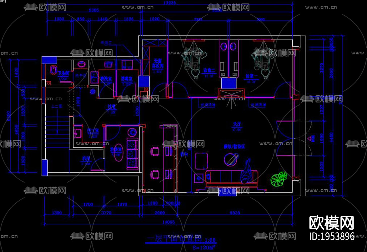 牙科诊所CAD施工图下载（渲染图3）