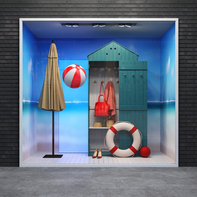  现代商店橱窗su模型 