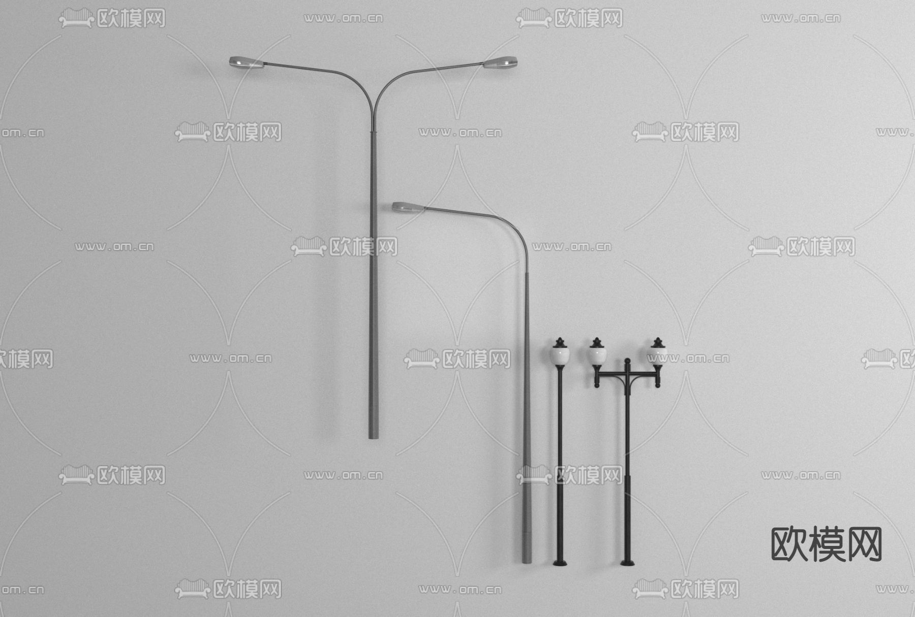 现代马路路灯免费3d模型下载