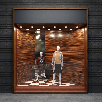  现代商店橱窗su模型 