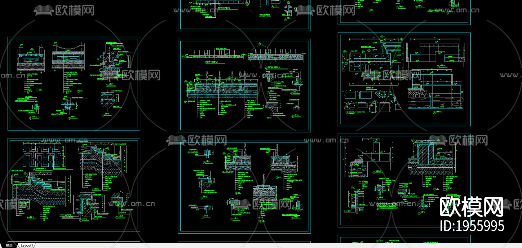 广场cad施工图下载（渲染图3）