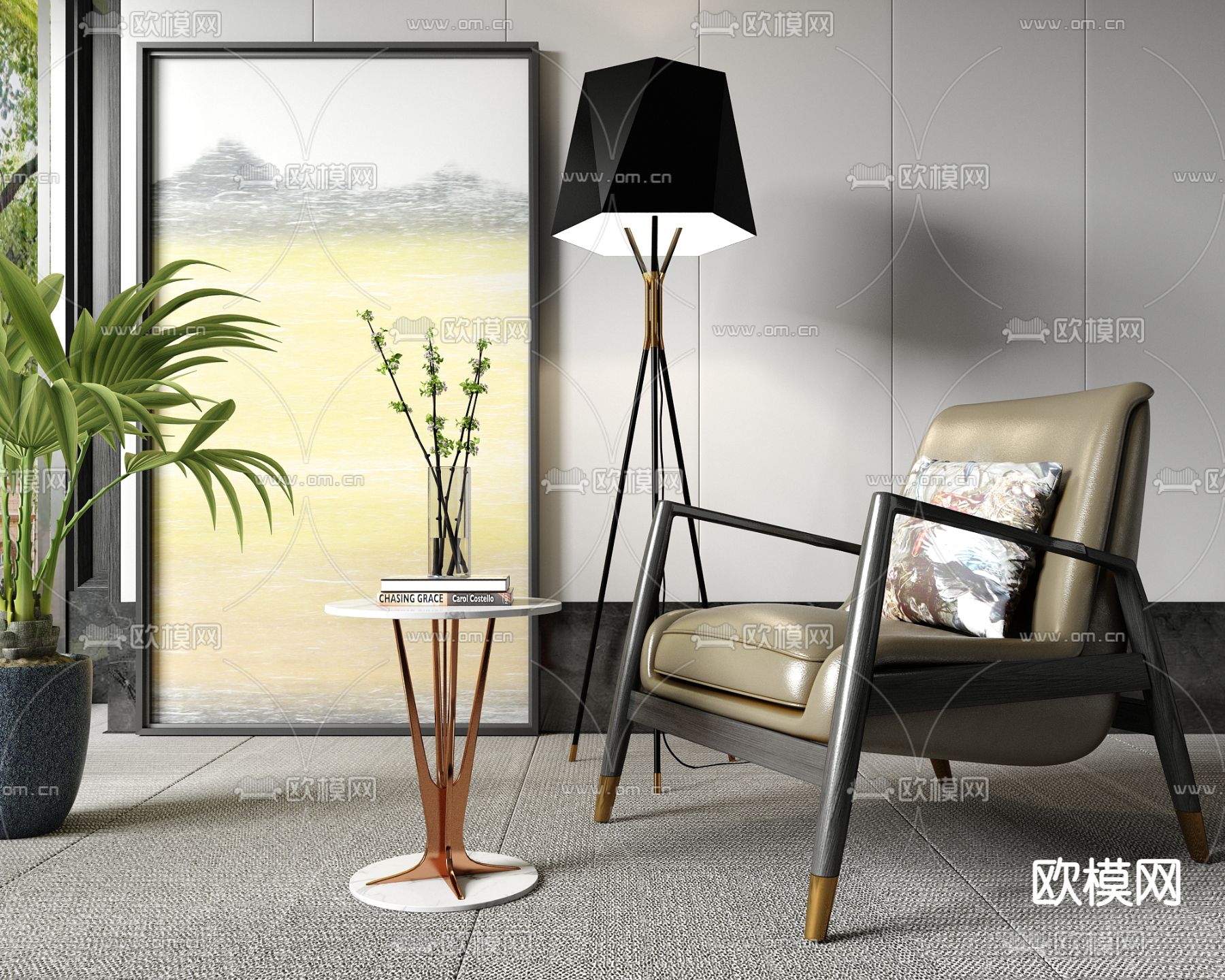 现代轻奢单椅su模型下载