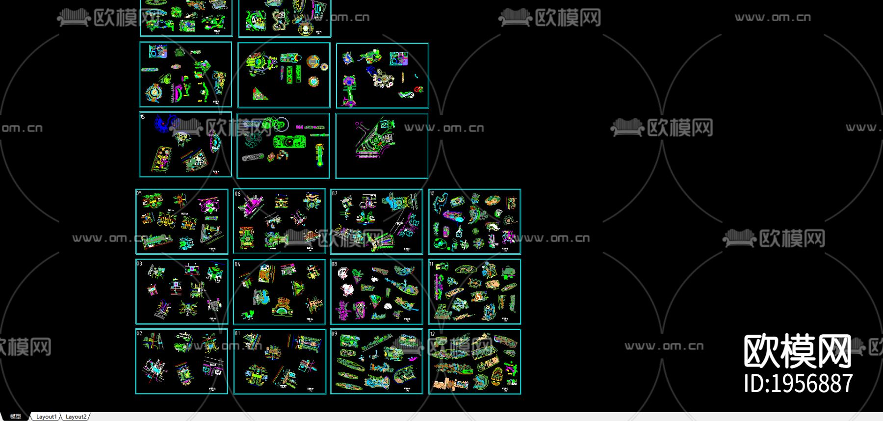 景观小品cad图库下载（渲染图3）