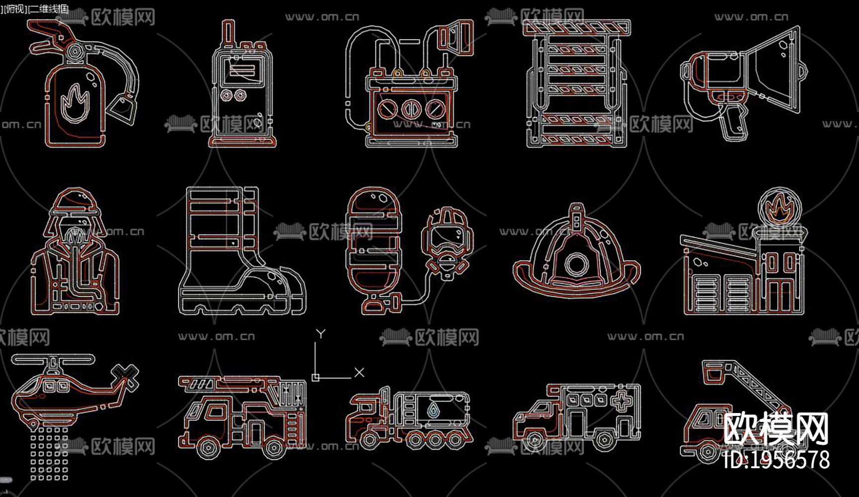 消防器材CAD施工图下载（渲染图4）