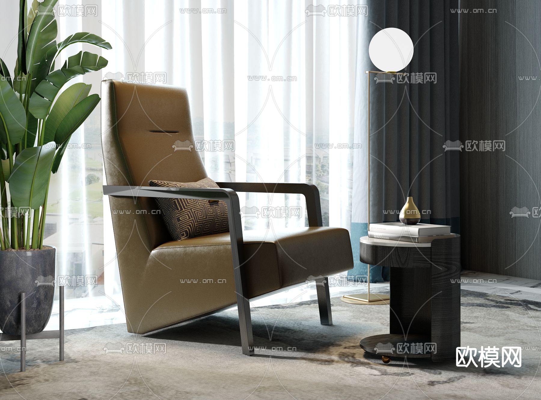 现代轻奢单人沙发su模型下载