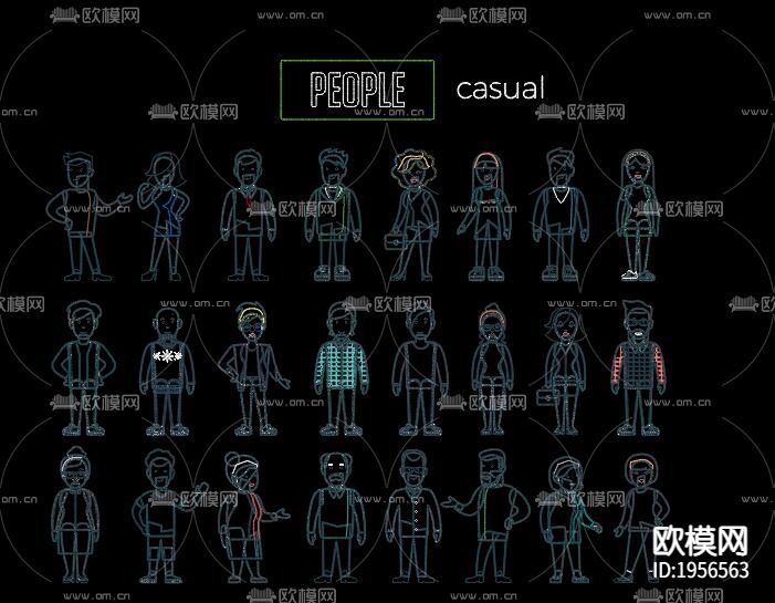 多种职业人物CAD图库下载（渲染图5）