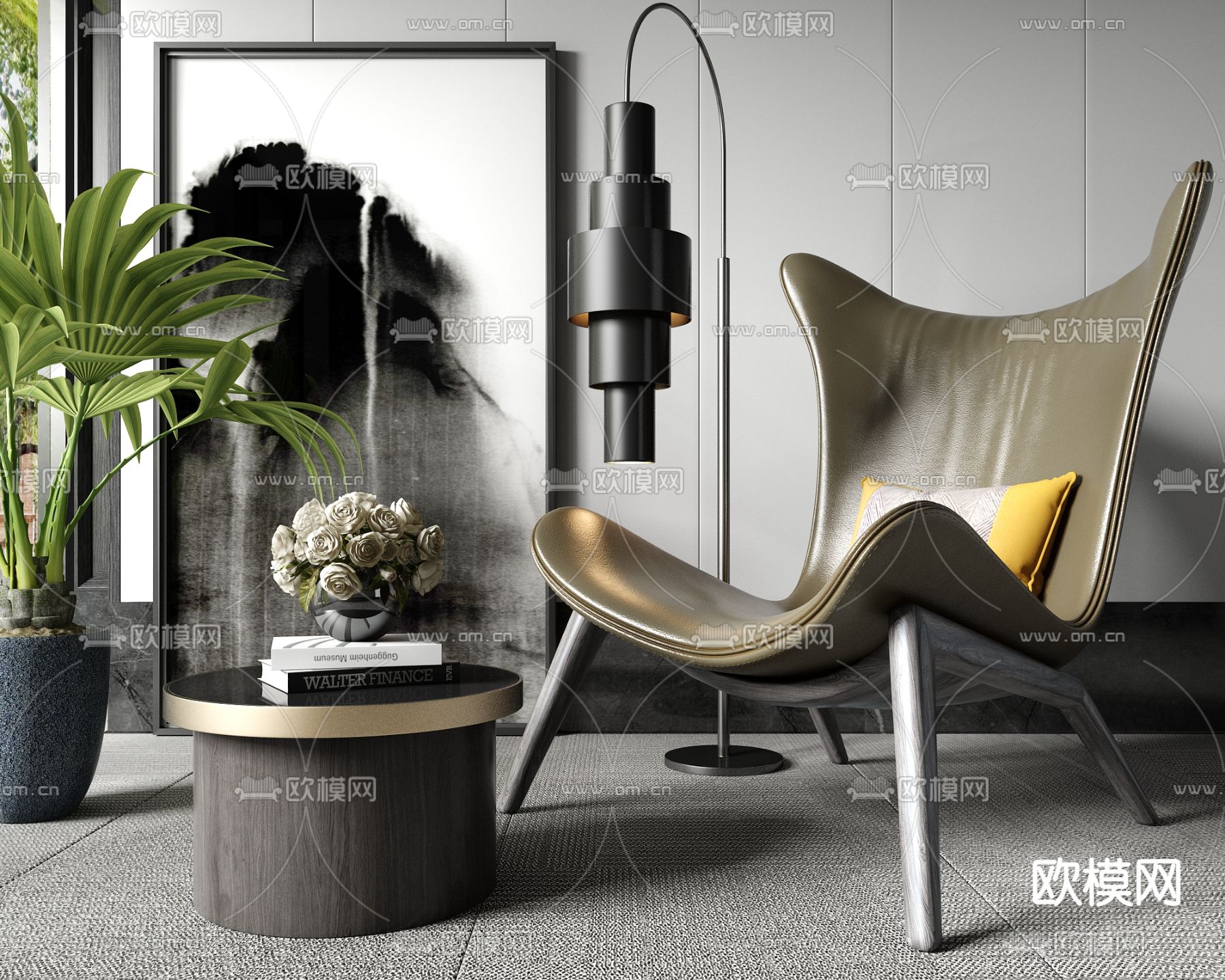 现代轻奢单椅su模型下载