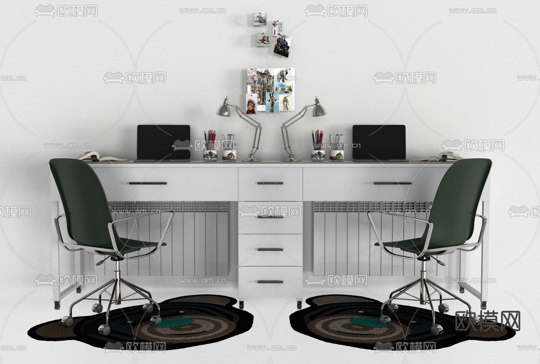 现代办公卡位费3d模型下载