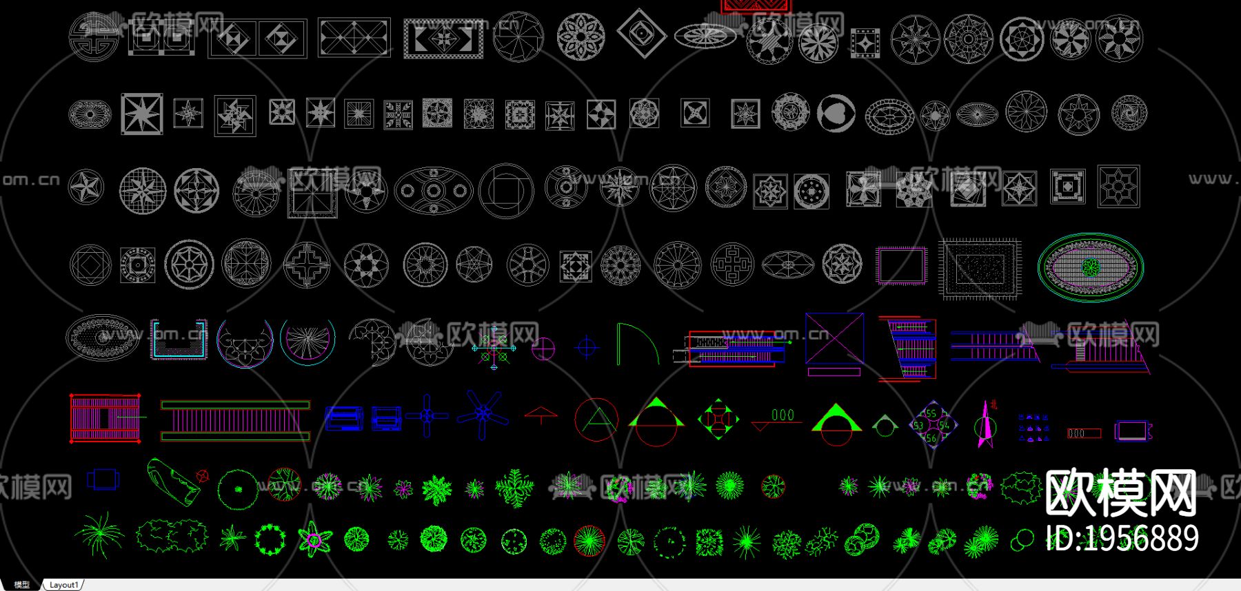 地面雕花cad图库下载（渲染图3）
