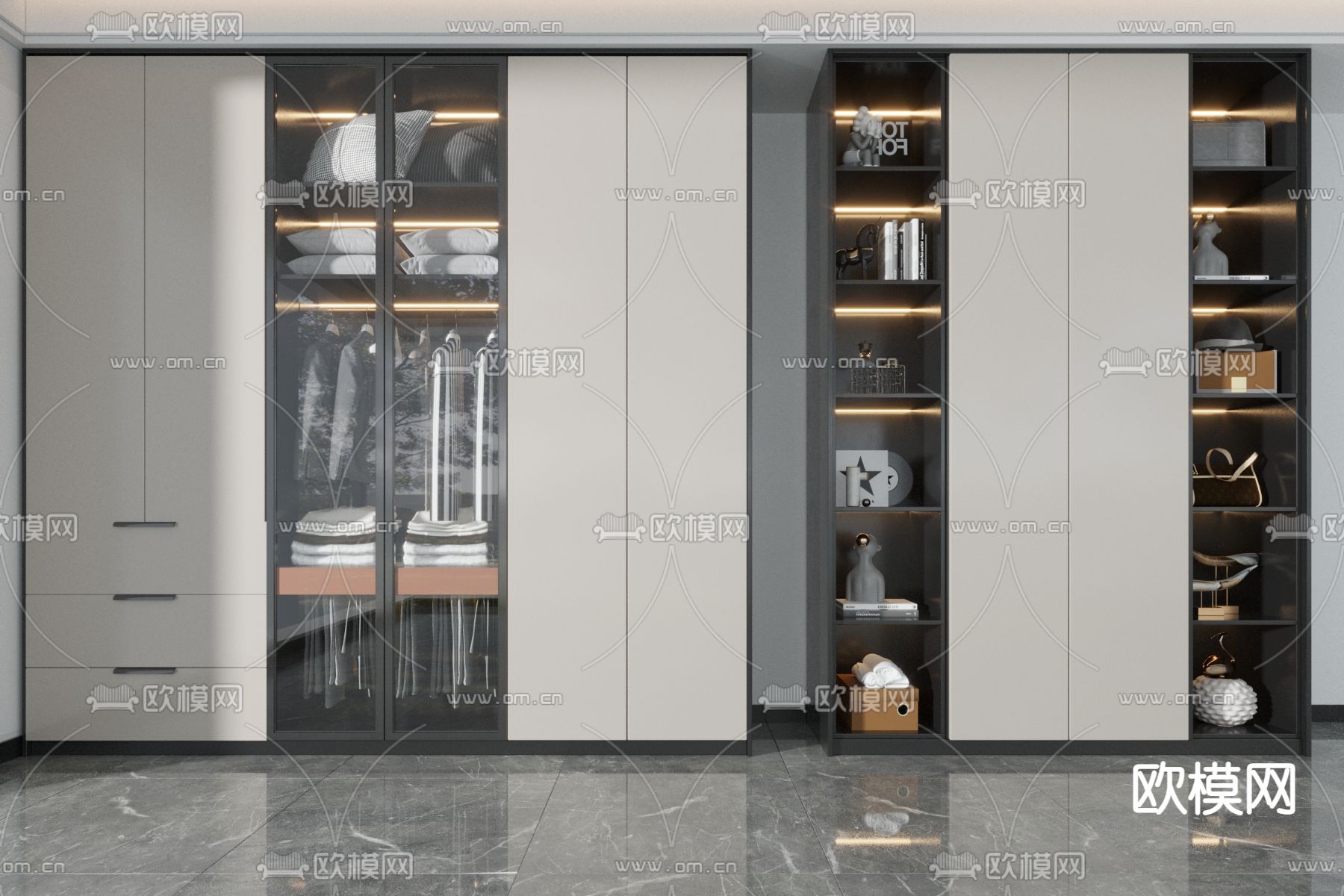 现代轻奢衣柜3d模型下载