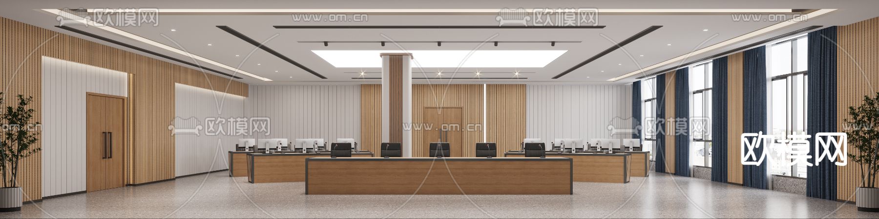 现代指挥室监控室3d模型下载（渲染图2）