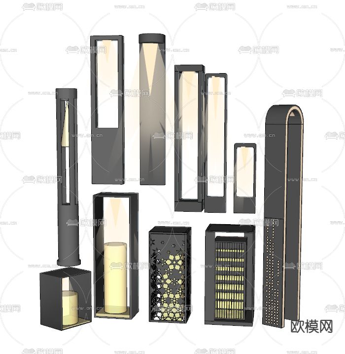 现代庭院灯草坪灯su模型