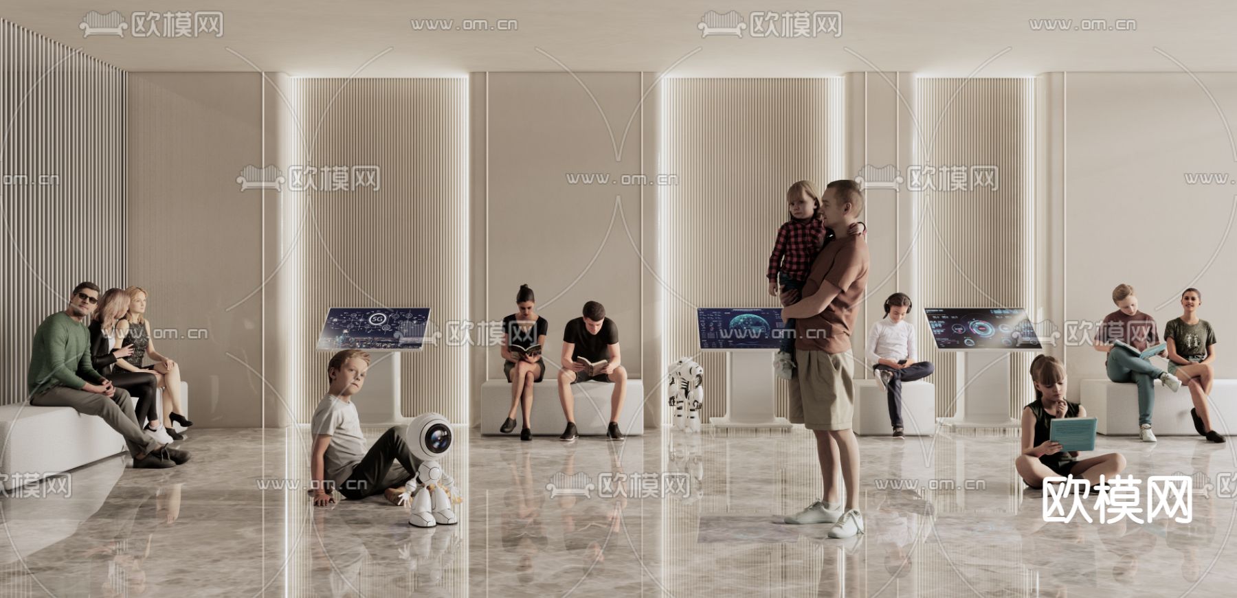 现代时尚人物su模型下载（渲染图1）