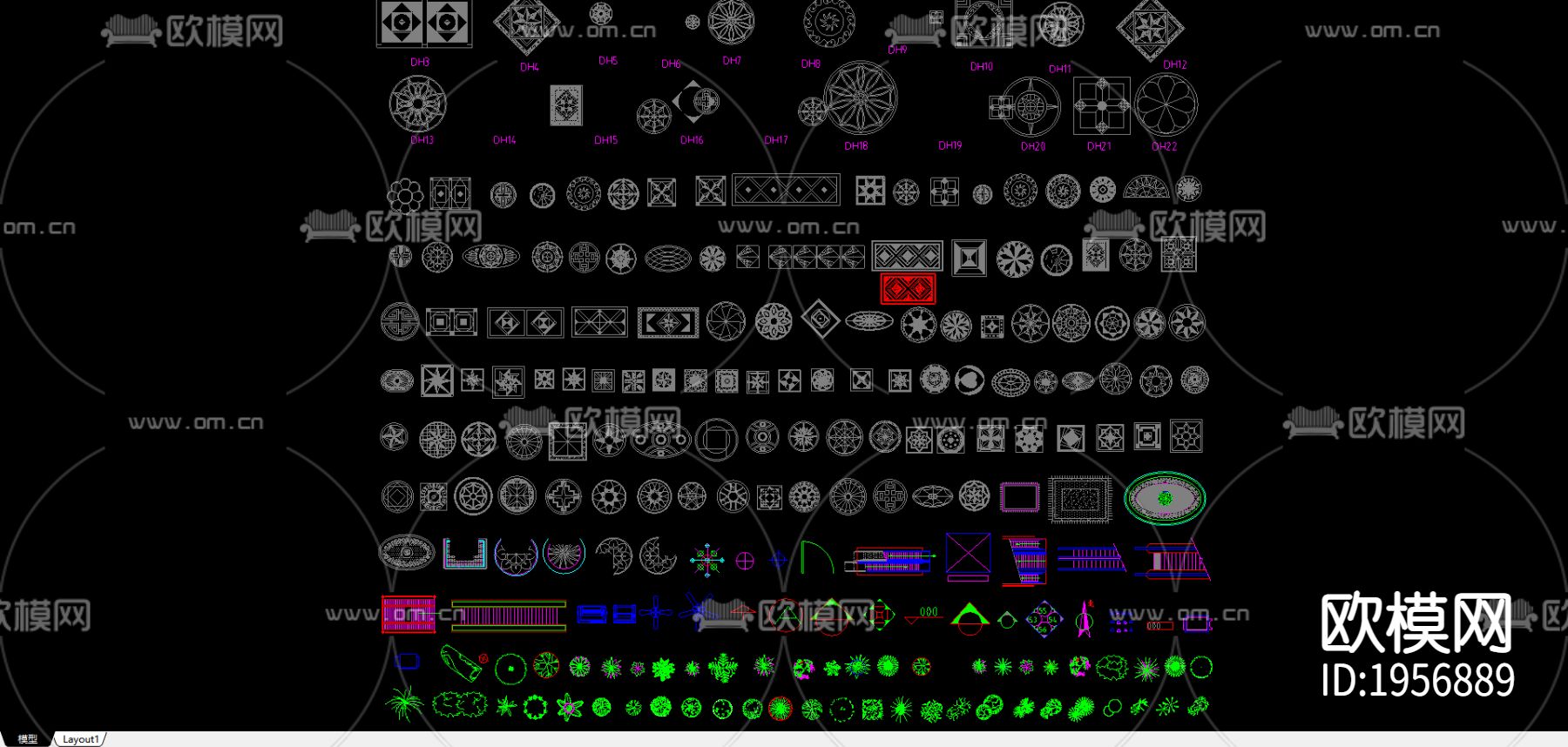 地面雕花cad图库下载（渲染图2）