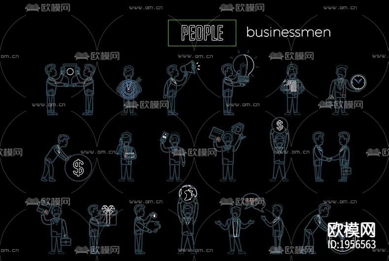 多种职业人物CAD图库下载（渲染图4）