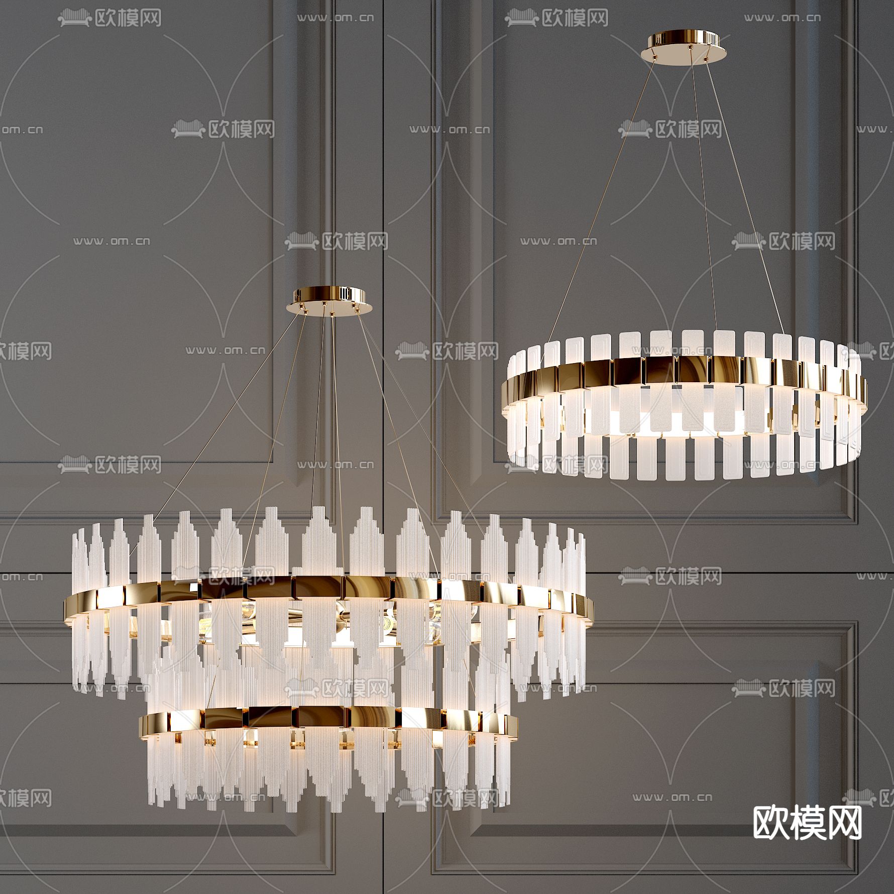 现代轻奢水晶吊灯3d模型下载