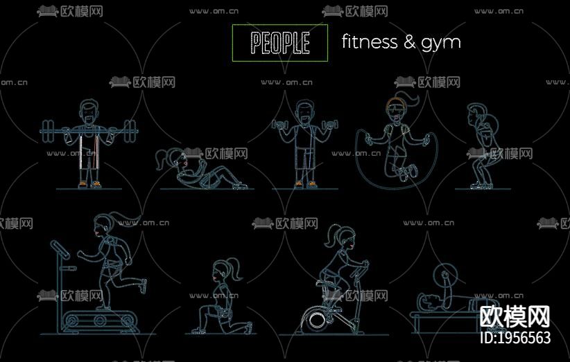 多种职业人物CAD图库下载（渲染图2）