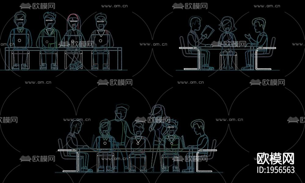 多种职业人物CAD图库下载（渲染图3）