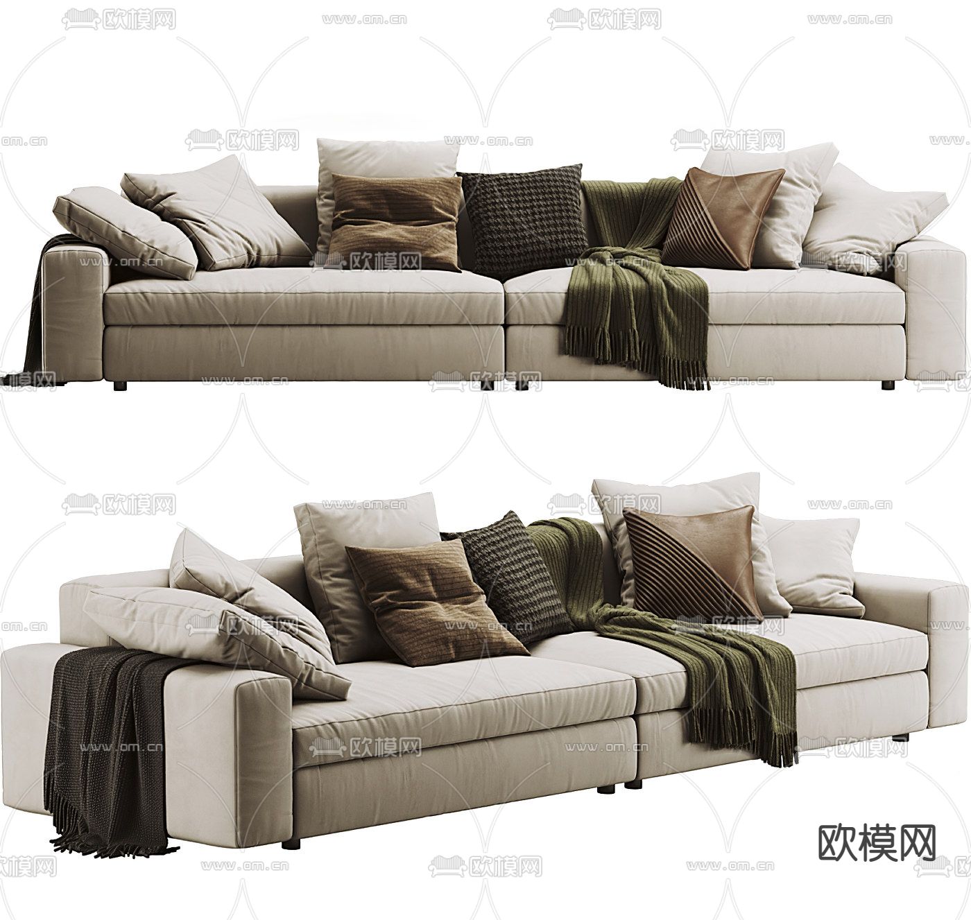 现代布艺多人沙发3d模型下载