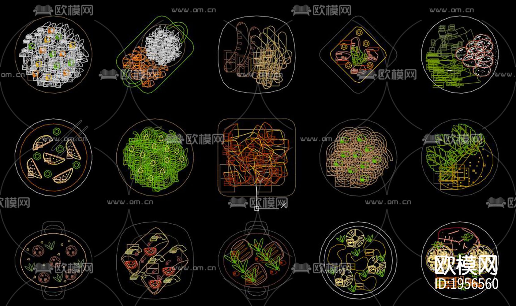 中式传统美食CAD图库下载（渲染图3）