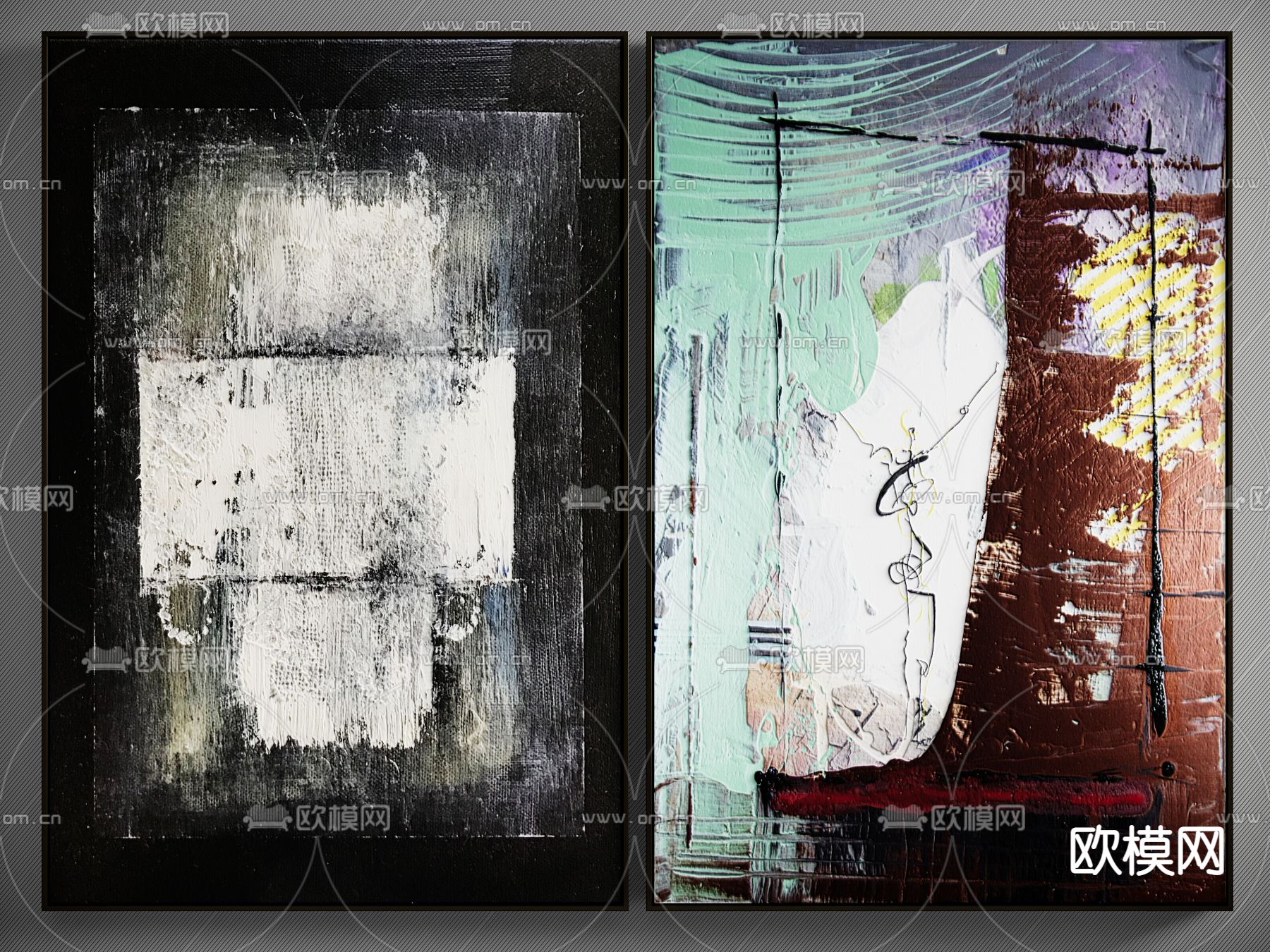 侘寂装饰画挂画su模型下载（渲染图1）