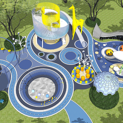 现代儿童游乐区su模型