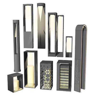 现代庭院灯草坪灯su模型