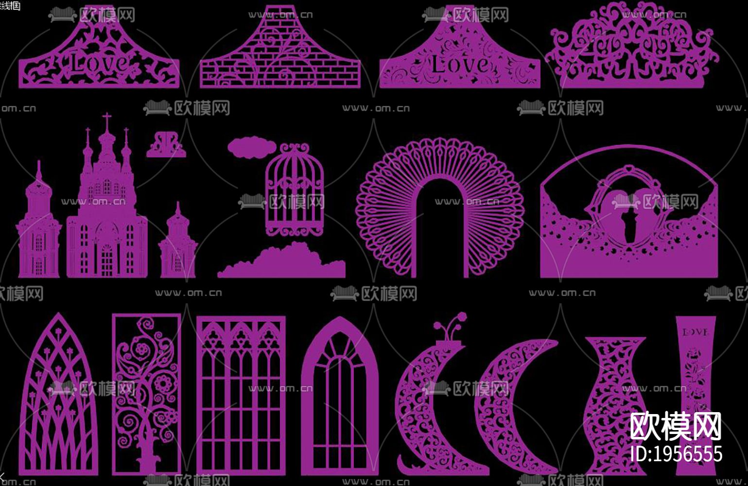 婚礼背板CAD图库下载（渲染图5）