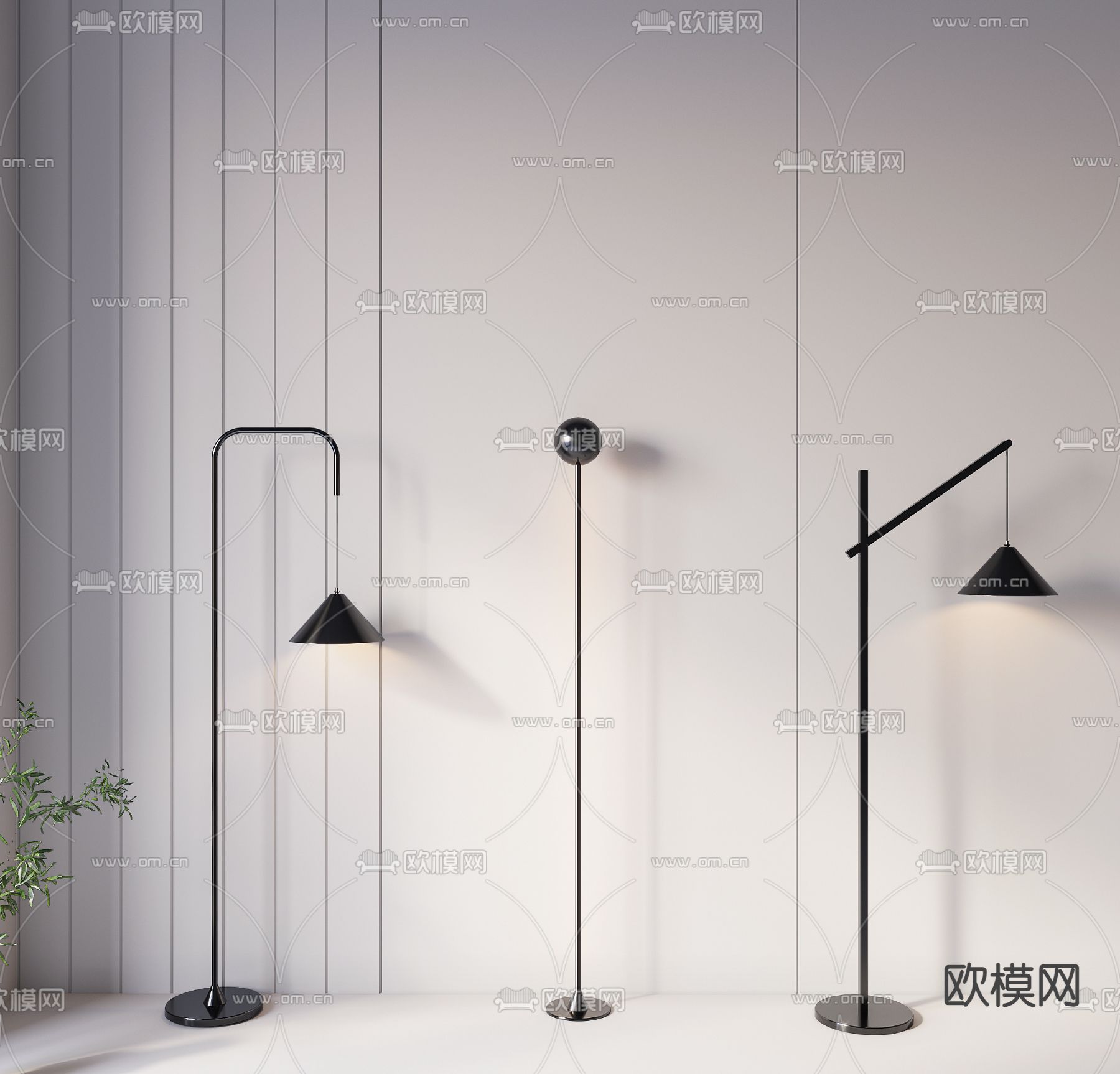 现代落地灯su模型下载（渲染图1）