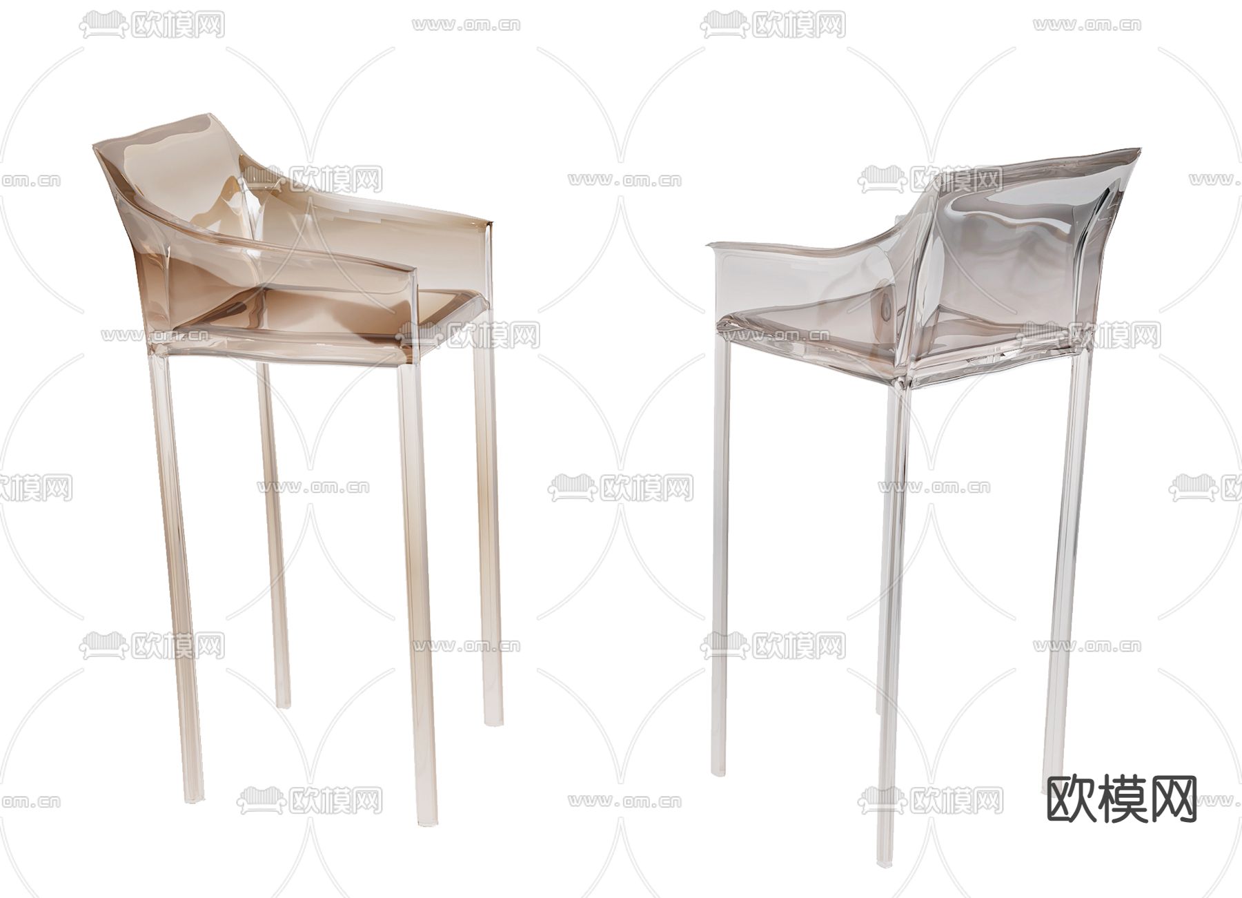 现代亚克力吧椅su模型下载（渲染图1）