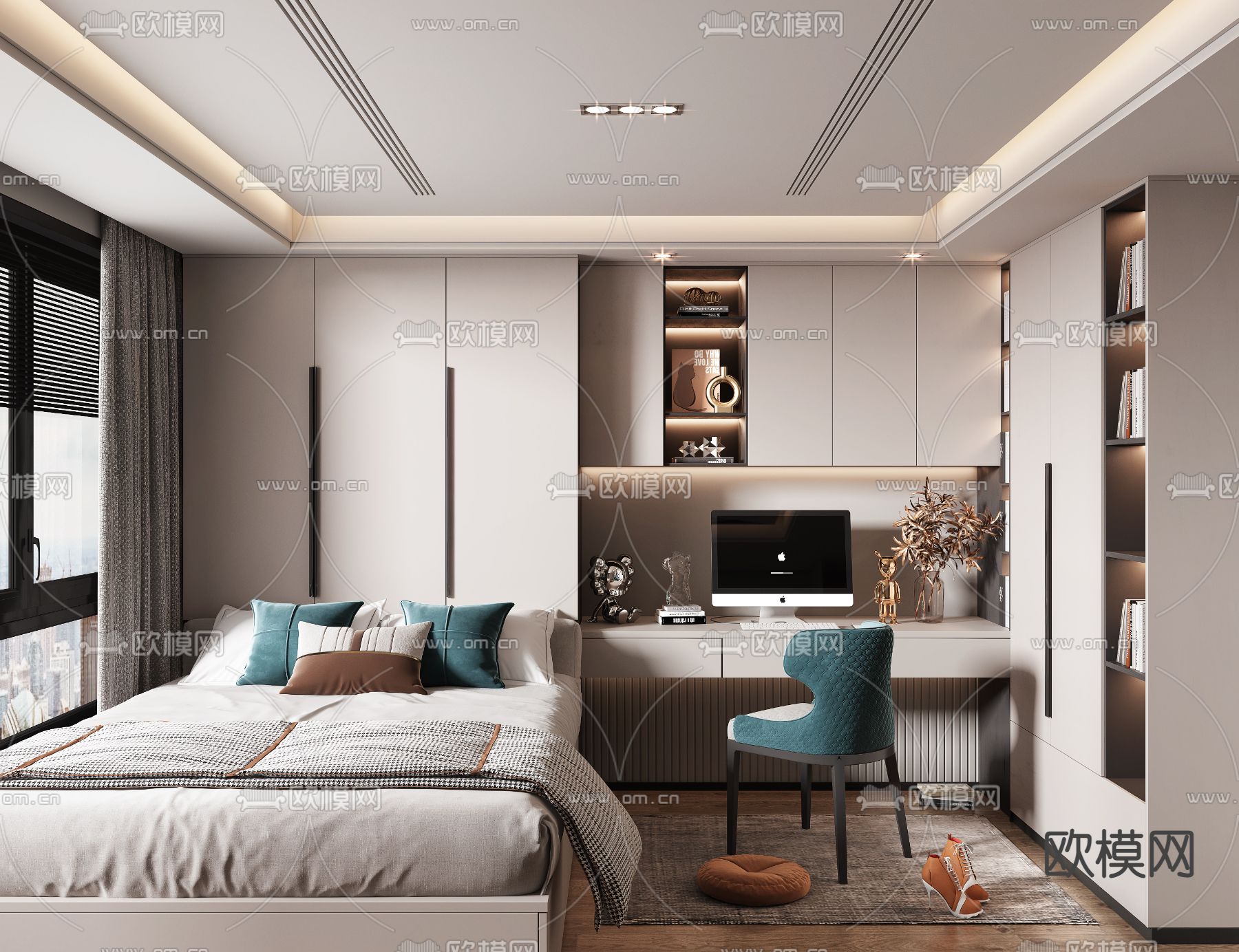 现代榻榻米卧室3d模型下载