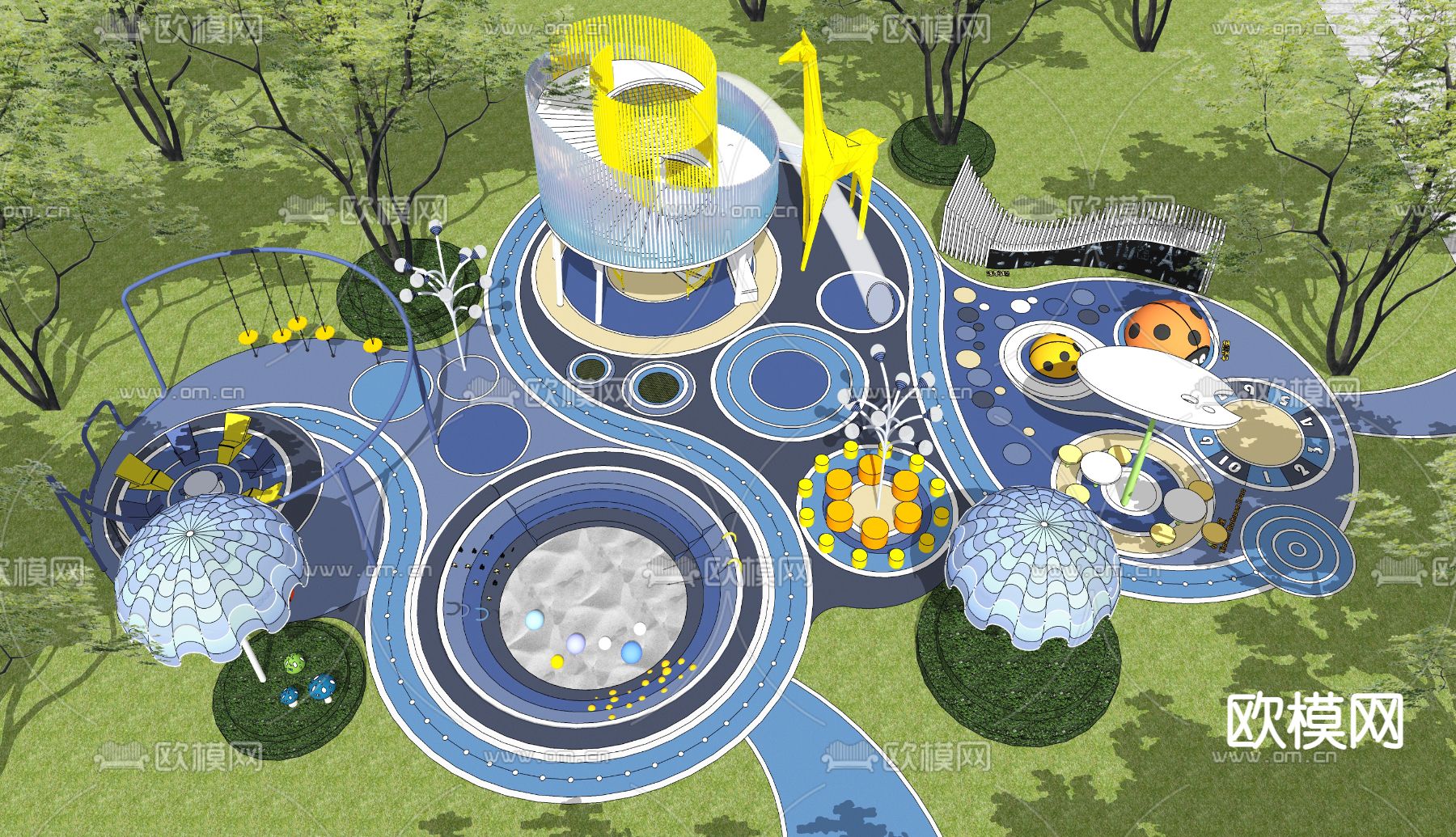 现代儿童游乐区su模型