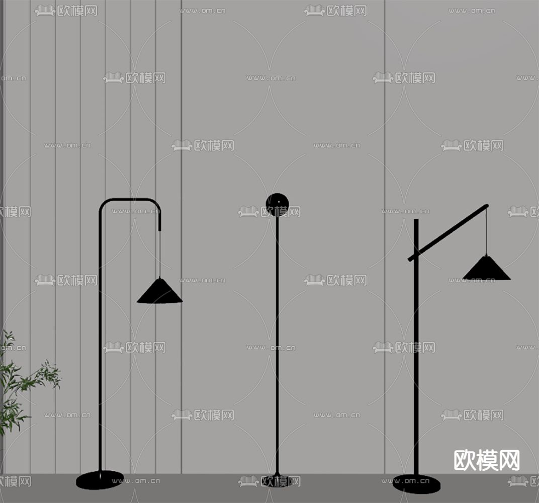 现代落地灯su模型下载（渲染图2）