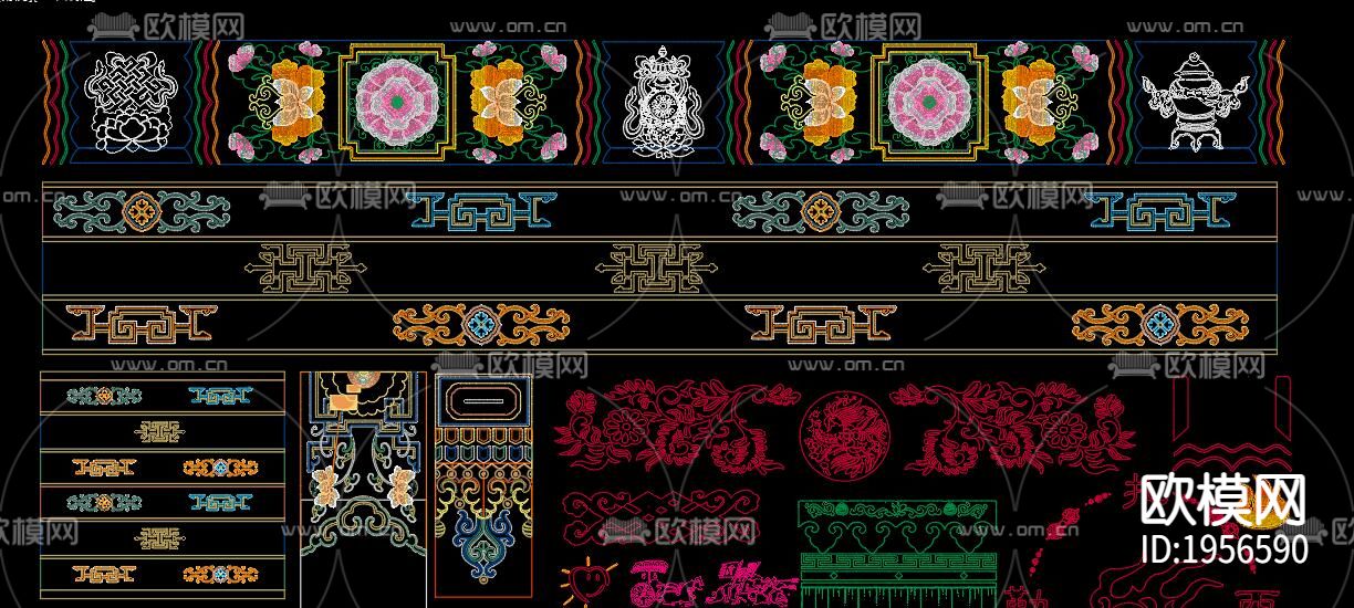 藏式花纹cad图块下载（渲染图5）