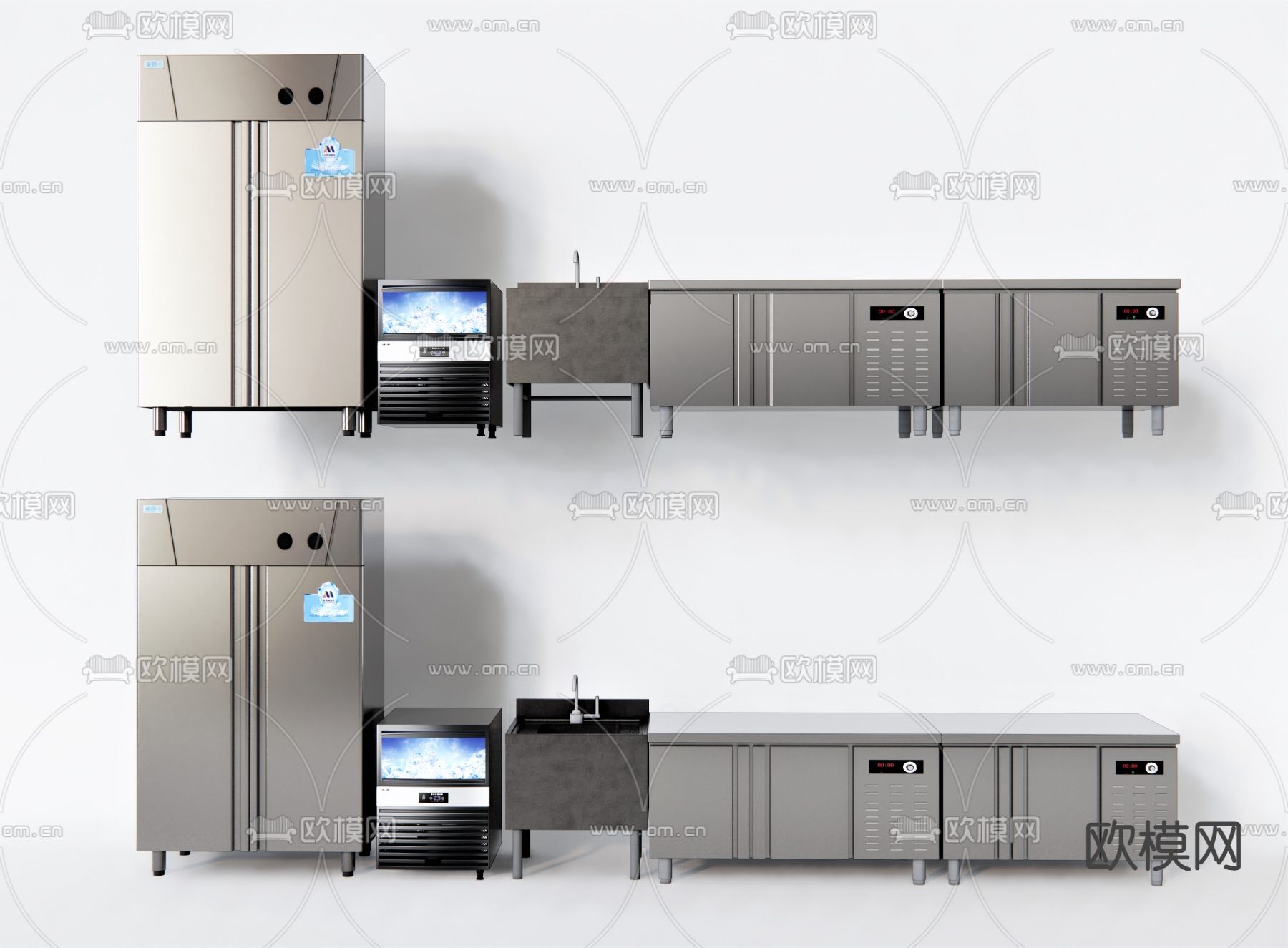 现代冰箱冷藏柜su模型下载（渲染图1）