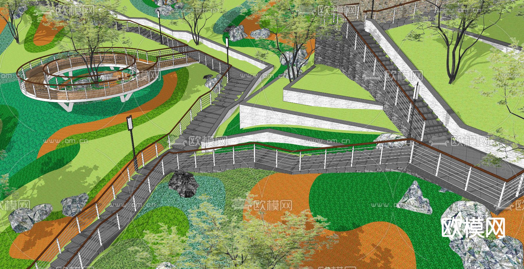 现代山地公园景观su模型下载（渲染图3）
