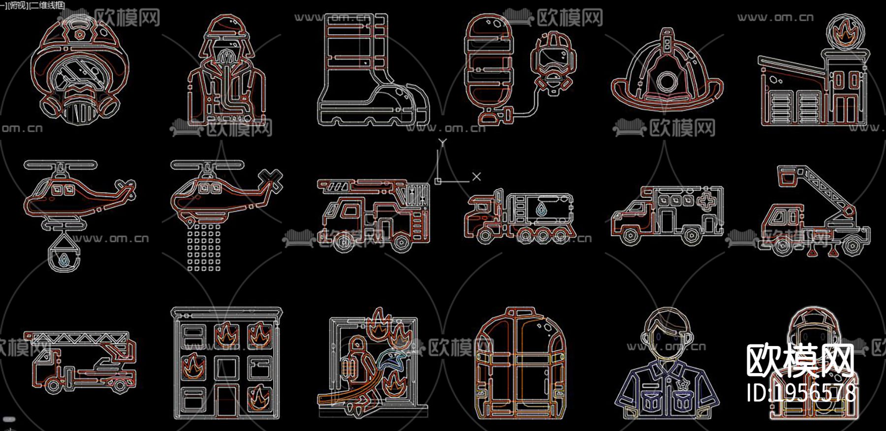 消防器材CAD施工图下载（渲染图5）