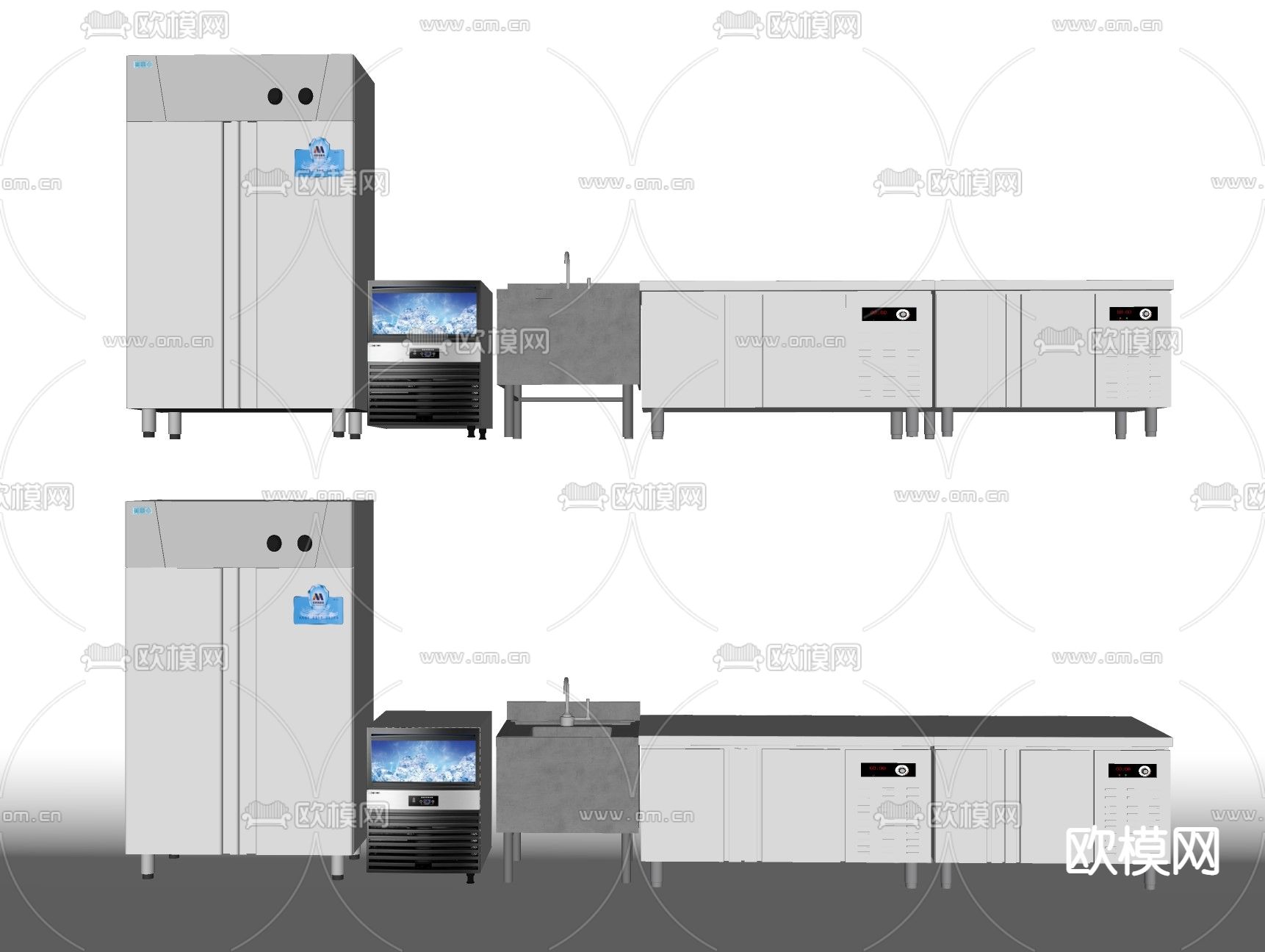 现代冰箱冷藏柜su模型下载（渲染图2）