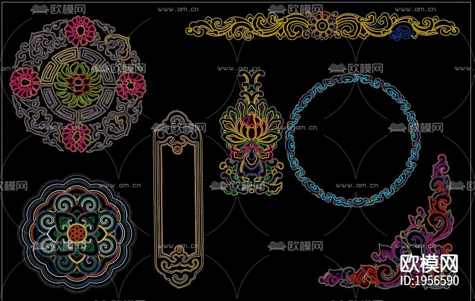 藏式花纹cad图块下载（渲染图7）