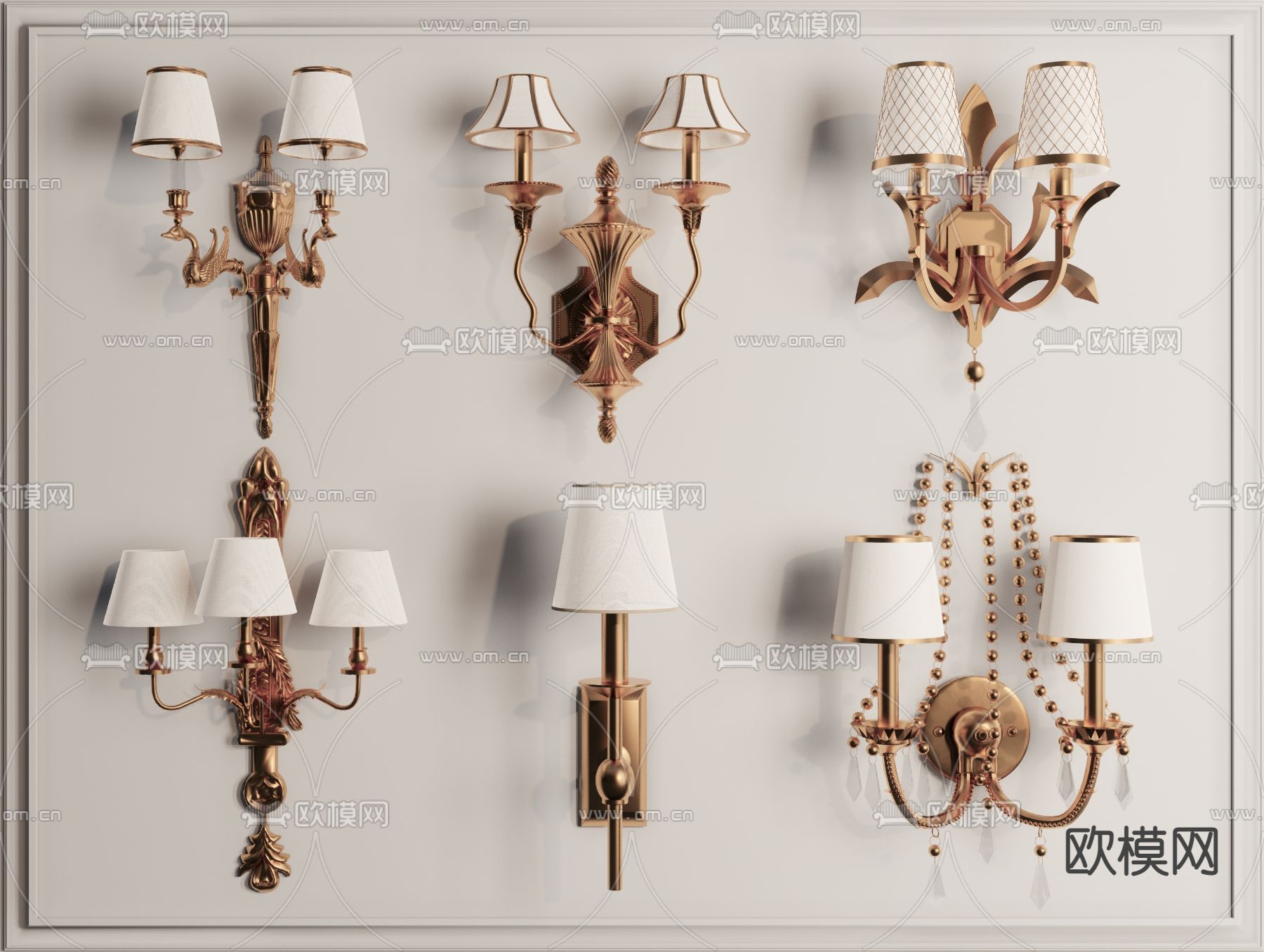 欧式金属壁灯su模型下载（渲染图1）
